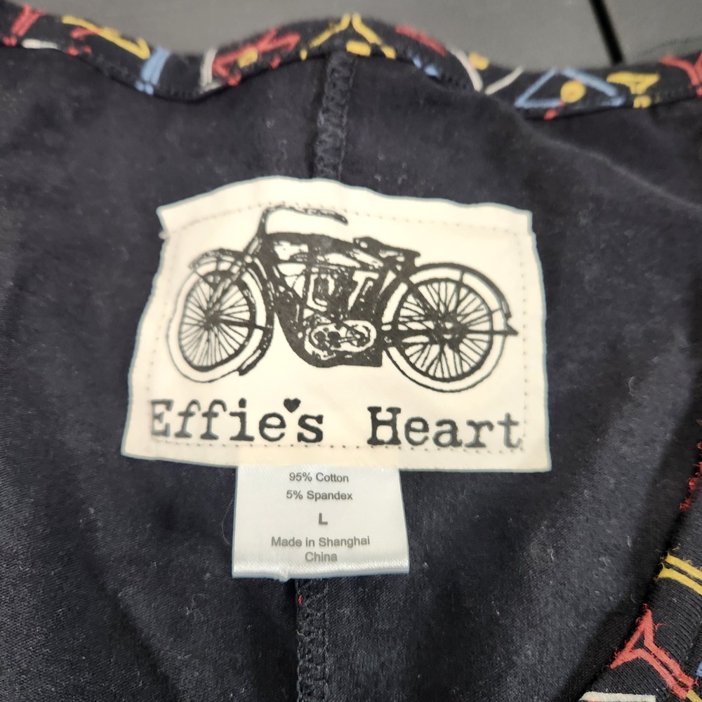 Effie's Heart Black Martini Glass Print Fit & Flare Dress Cotton Jersey Large - Picture 5 of 8